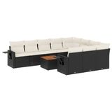 vidaXL Loungeset met Kussens, Poly Rattan, Zwart