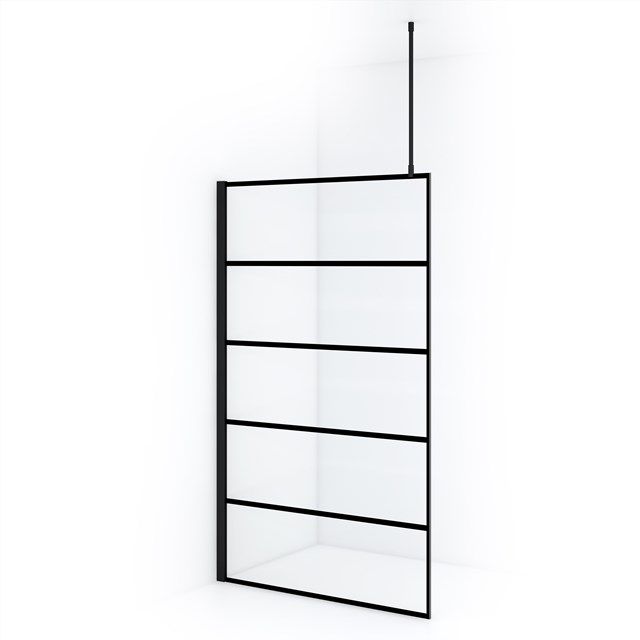 Maxaro Inloopdouche Diamond 120cm 8mm Helder Veiligheidsglas met 6 Zwarte Strepen Mat Zwart