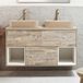 Hudson Reed Hoxton Meuble de lavabo suspendu 120cm avec étagère ouverte Chêne clair Incl. éclairage LED et lavabo à poser rectangulaire Beige (Sable)
