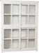 BISCOTTINI Boekenkast COUNTRY III - Grote vitrinekast met 4 legplanken en schuifdeuren - Massief Lindehout - Antiek wit - 154x37x212cm - Made in Italy