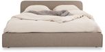 IDIMEX Gestoffeerd bed MARINI 140x200 cm met lattenbodem – greige