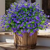 AXYLEX Kunstbloemen buiten nepplanten - 12 bundels buiten gezicht plastic groen UV-bestendig geen vervagen faux narcissen lente struiken woondecoratie tuin veranda patio struiken boerderij (paars)