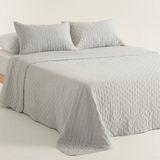 GAMUSI Nara Sprei - Gewatteerd - Superzacht - 250 x 270 cm + 2 Kussenslopen - Lichtgrijs