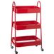 DRW Opbergwagen met 3 legplanken van metaal, rood, 44 x 31,5 x 79,5 cm