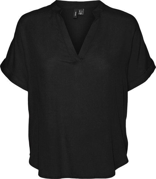 VERO MODA VMBEAUTY SS TOP WVN GA NOOS Women's Top - Black - Size XS