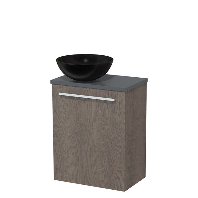 Maxaro Modulo Toiletmeubel 41cm - Donkerbruin Eiken - Donkergrijs Blad