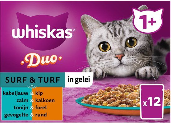 Whiskas Duo Adult Surf & Turf in Gelei Multipack 12 x 85 gr