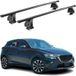 Omac Barres de toit transversales en acier pour Mazda CX-3 2015-2021 – Tüv / Din 75302:2019 – Antivol inclus – Rainure en T (accessoires) – Charge max 75 kg – 2 barres – Noir