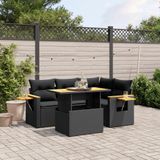 Maison Exclusive - Ensemble de meubles de jardin 5 pièces avec canapé et coussins, noir, en polyrotin