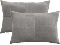 vidaXL - Kussensloop - 2 stuks - ALMELO - Lichtgrijs - 30 x 50 cm - corduroy