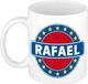 Bellatio Decorations - Rafael voornaam - koffiemok - beker - wit/blauw - 300 ml