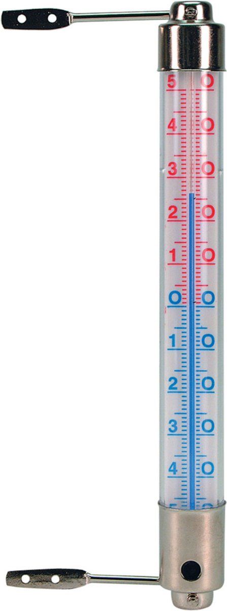 Nature Buiten kozijnthermometer transparant metaal 2.5 x 20 cm