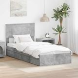vidaXL Lit de rangement avec tiroir Béton Gris 90 x 190 cm Bois traité