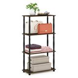 Furinno Turn-N-Tube 4-laags multifunctioneel plankenrek met klassieke buizen, Columbia walnoot/zwart