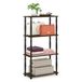 Furinno Turn-N-Tube 4-laags multifunctioneel plankenrek met klassieke buizen, Columbia walnoot/zwart