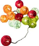 KONSTSMIDE Guirlande lumineuse de Noël, 16 ampoules, guirlande lumineuse LED, boules en coton colorées, petite, 16 diodes blanc chaud