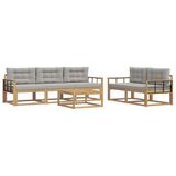vidaXL - Buiten - bank - set - 6 - st - Wit - en - Lichtgrijs