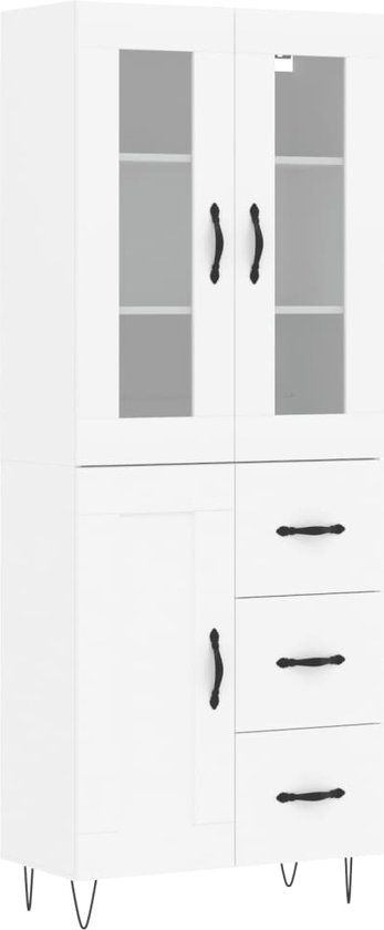 vidaXL Hoge kast 69,5x34x180 cm bewerkt hout wit
