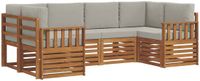 vidaXL Hoek loungeset 6 zitplaatsen acacia hout naturel en lichtgrijs