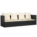 Lit de jardin avec coussins poly rotin noir
