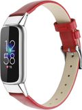 By Qubix Qubix - Compatible Fitbit Luxe Bandje - Leren Bandje - Maat: Small - Rood