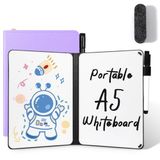 AGM Mini whiteboard paars, draagbaar A5 memobord klein dubbelzijdig schrijven whiteboard geen magneet, 15 x 21 cm harde schaal voor kantoor, school, thuis - incl. 1 marker met gumpunt