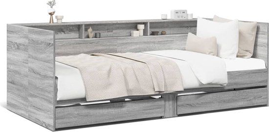 vidaXL Slaapbank met lades 75x190 cm Grijs Sonoma Eiken
