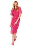 Trendyol Fuchsia Dierenprint Off Shoulder Vlinder Mouw A-lijn Midi Jurk