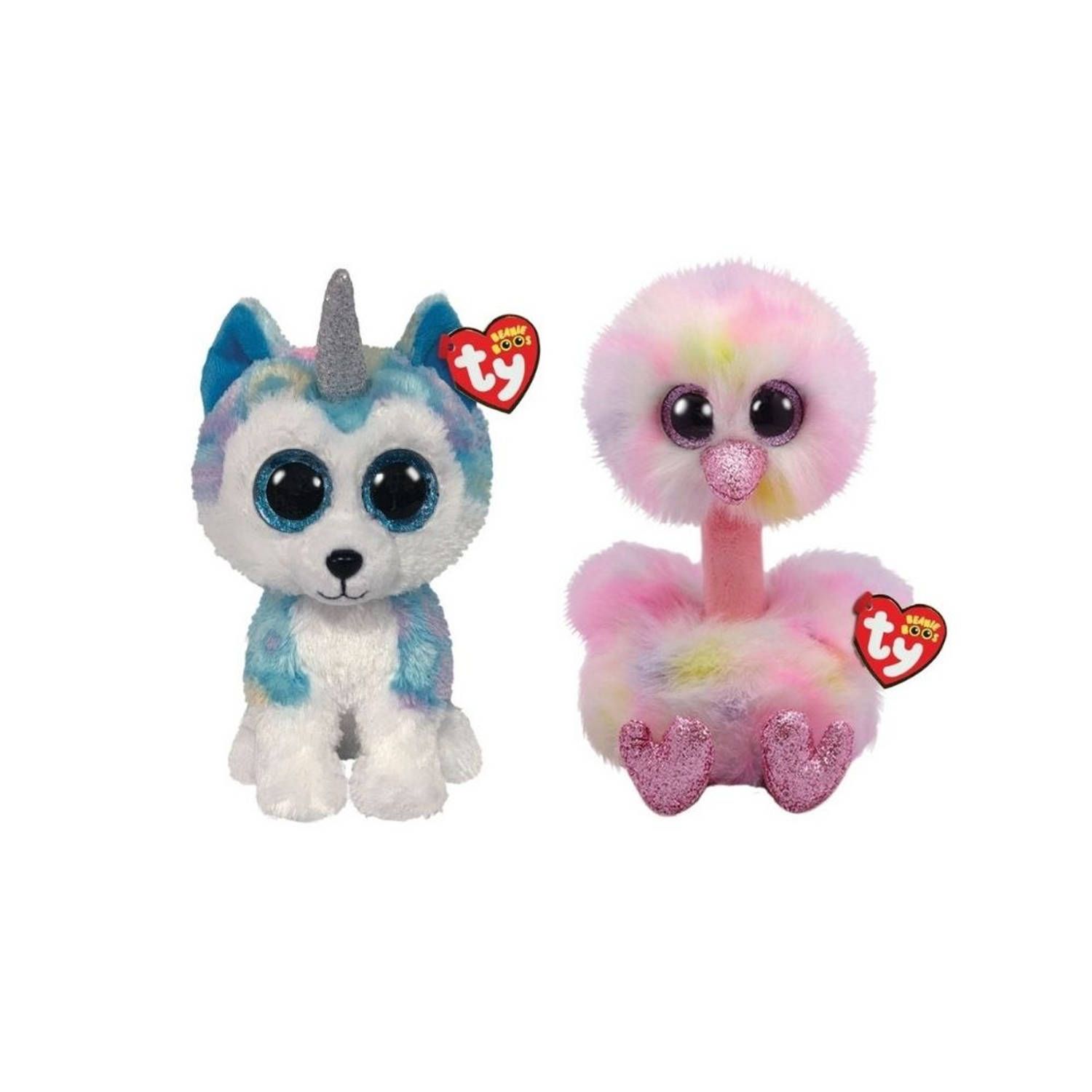 TY - Knuffel - Beanie Buddy - Helena Husky & Avery Ostrich
