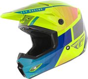 FLY Racing Kinetic Drift Blauw Hi-Vis Charcoal Crosshelm - Helm