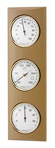 TFA Analoge weerstation, van massief hout, met barometer, thermometer, hygrometer, voor kamerklimaatregeling