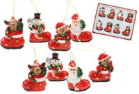Creation Gross Kersthangers/kerstornamenten - Kerstman in laars - 16 stuks - Kunststof - 3,5 cm - Rood