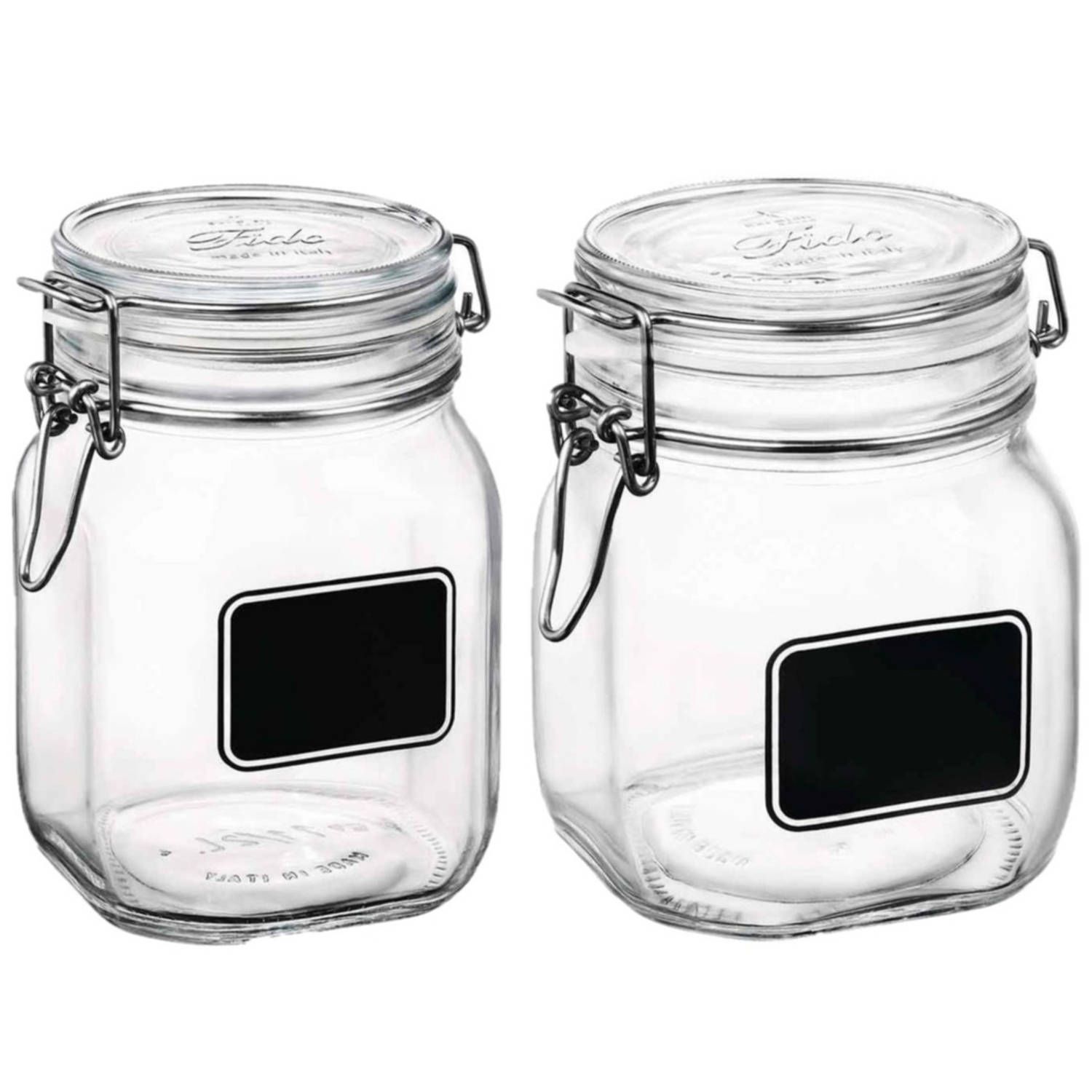 BORMIOLI ROCCO Set van 2 weckpotten met krijtplaatje 750 ml - 1 liter