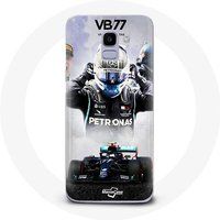 Maniacase Samsung Galaxy A8 2018 Hoesje Formule 1 Valtteri Bottas F1 Racing Driver Zwart