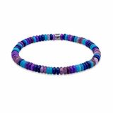 Frank 1967 7FB-0802 Heren Armband Kralenarmband Lichtblauw, Donkerblauw & Donkerpaars Zilverkleurig
