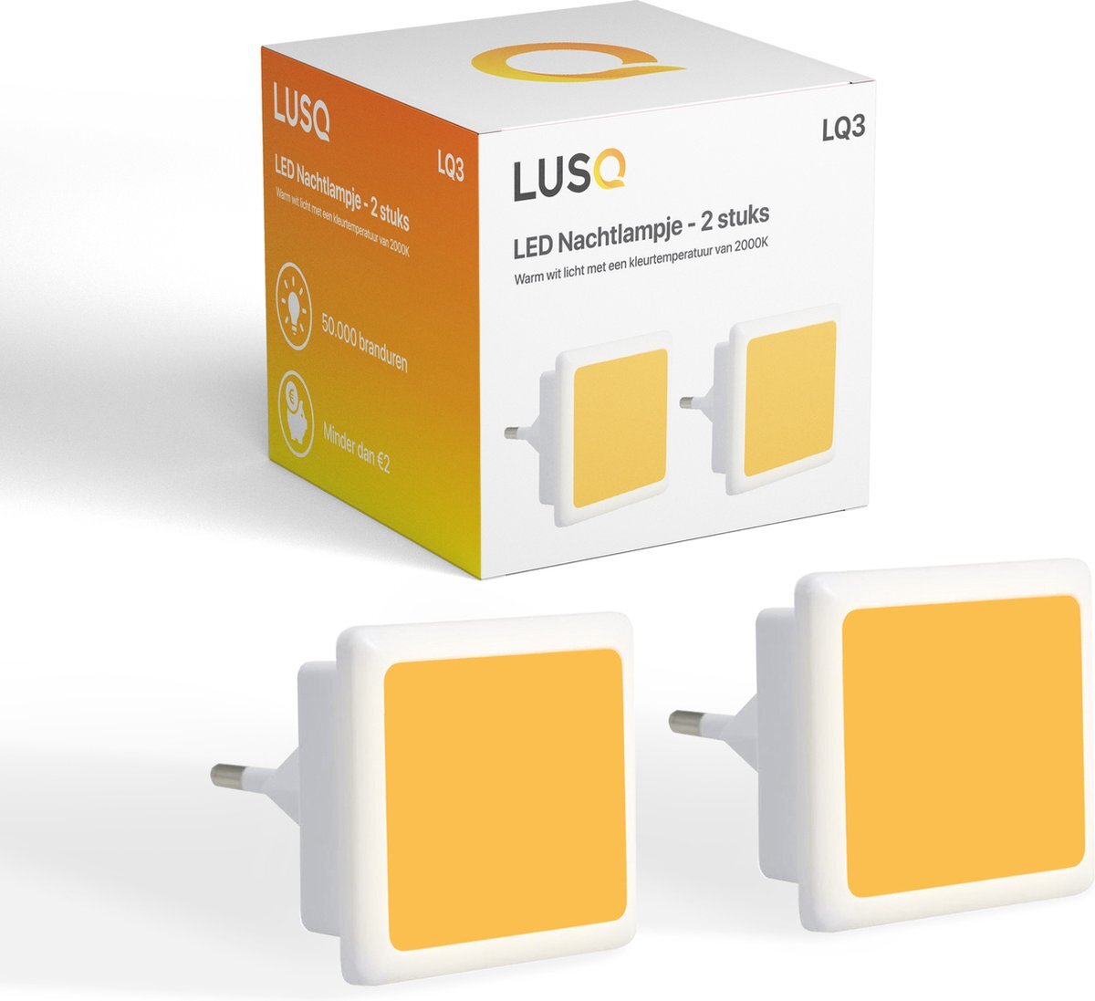 LUSQ® - 2 Stuks - LED Nachtlampje Stopcontact - Dag en Nacht Sensor - Kinderen - Warm Wit