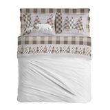 PENSIERI DELICATI Beddengoedset voor tweepersoonsbed, flanel, 100% katoen, warm en zacht, voor tweepersoonsbed van 180 x 200 cm, inclusief hoeslaken, dekbedovertrek en 2 kussenslopen, gemaakt in Italië, Canada beige