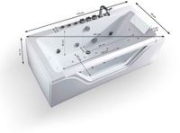 SPALINA Whirlpool bad Tahiti white Jets, 170 x 78 x 60 cm, Wit