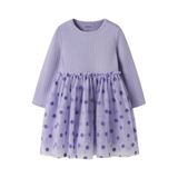 NAME IT MINI gebreide midi jurk met stippen - paars