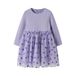 NAME IT MINI gebreide midi jurk met stippen - paars