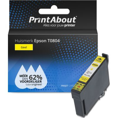 PrintAbout Huismerk Epson T0804 Inktcartridge Geel