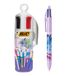 BIC 4 kleuren, intrekbare balpen, middelgrote punten, verzamelaar (1,0 mm), ronde behuizing, pennenhouder met 6 stuks, verschillende inkten