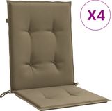 vidaXL - Stoelkussens - 4 st - lage rug - 100x50x4 cm - stof - gemêleerd - taupe