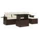 vidaXL 6-delige Loungeset met Kussens, Poly Rattan, Bruin
