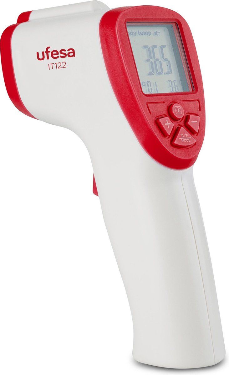 UFESA Digital Thermometer - Contactloze Infrarood Thermometer - Voorhoofdthermometer - Wit/Rood