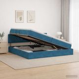 vidaXL Opbergbed met hoofdeinde Donkerblauw 200 x 200 cm Fluweel