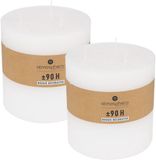 Atmosphera Bougie cylindrique / bougie pilier grande - 2x - blanc - 3 mèches - 14 x 14 cm - 90 heures de combustion - bougie pilier