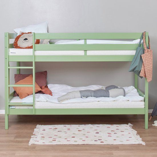 Hoppekids ECO Comfort stapelbed 90x200 cm bleekgroen