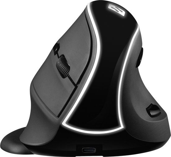 Sandberg Pro 630-13 - Ergonomic Vertical Wireless Mouse - 1600 DPI - Black