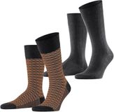 Esprit Houndstooth 2-Pack sokken heren grijs - maat 39-42